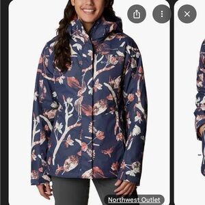 Columbia Women's Floral Puffer Jacket - Navy and Pink